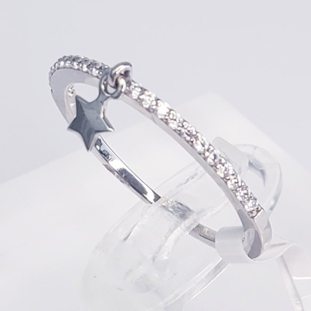New 18K Gold Plated Dangling Star Ring with Cubic Zirconia